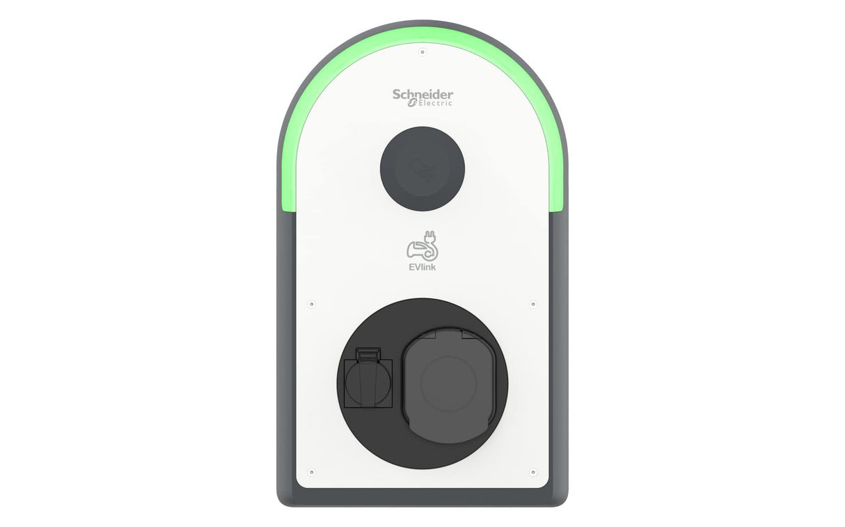 Schneider Electric EVB3S22N4FB Pro AC Wallbox, 22 kW, Columna de Carga para Coche eléctrico, T2S y TF, FI Tipo B-EV, IP54, IK10, NFC/Lector RFID