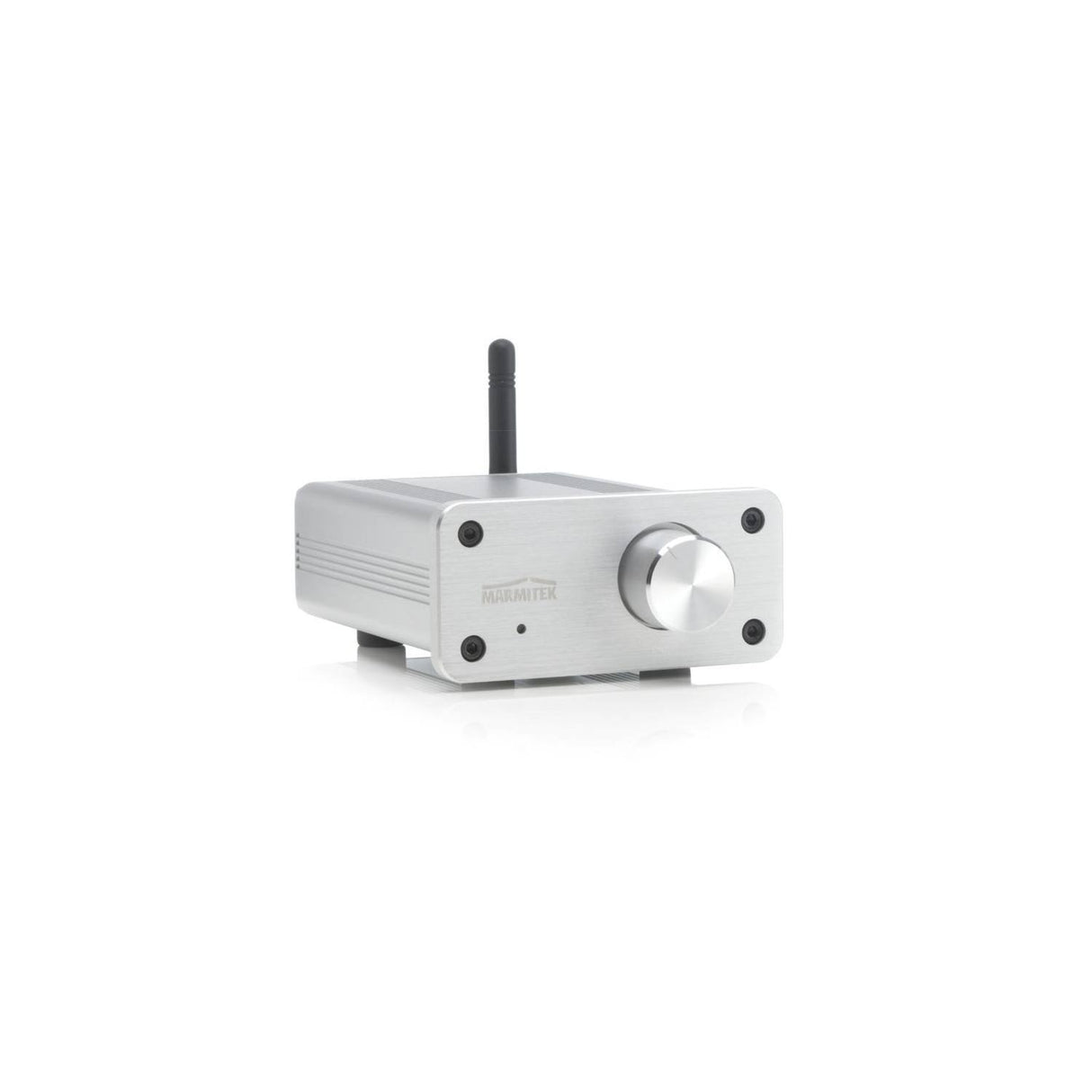 Mini Amplificador Bluetooth - Marmitek BoomBoom 460 - aptX - 2x 20W RMS - Entrada AUX - Conexión de Altavoz Pasivo - Control de Volumen - Carcasa de Metal - Conecta tus Altavoces Antiguos - Plateado