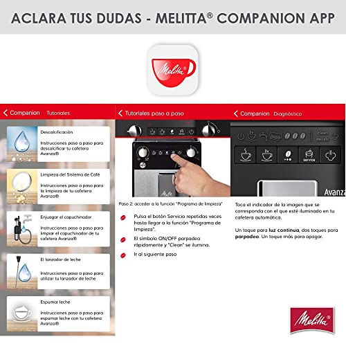 Melitta Avanza F270-100 Mystic Titan - Cafetera superautomática compacta con molinillo silencioso, máquina de café con capuchinador easy, depósitos XL, modo doble taza y limpieza automática, 1,5 L