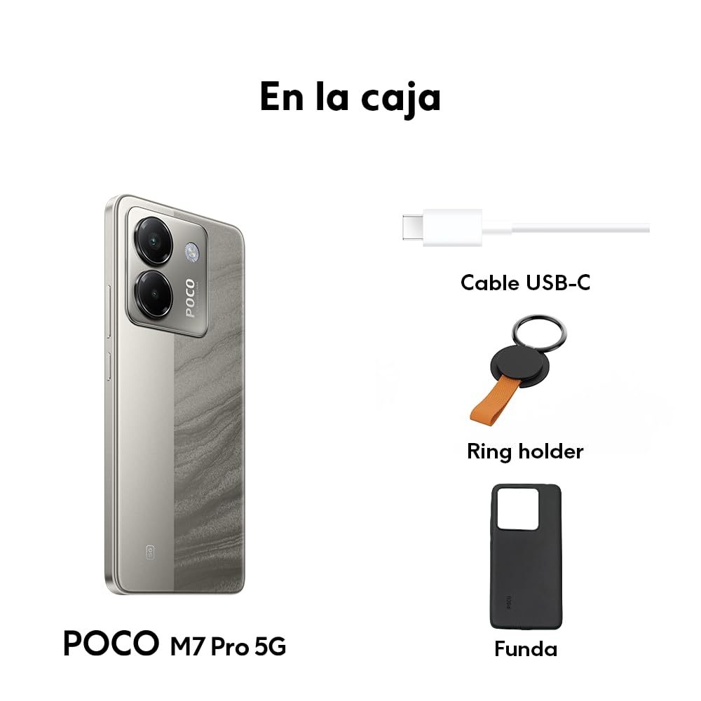 XIAOMI POCO M7 Pro 5G - Smartphone de 12+256GB, Cámara de 50 MP Sony con OIS, Pantalla AMOLED de 6,67" 120 Hz, Carga Turbo de 45W, Cargador no Incluido, Plata (Versión ES)