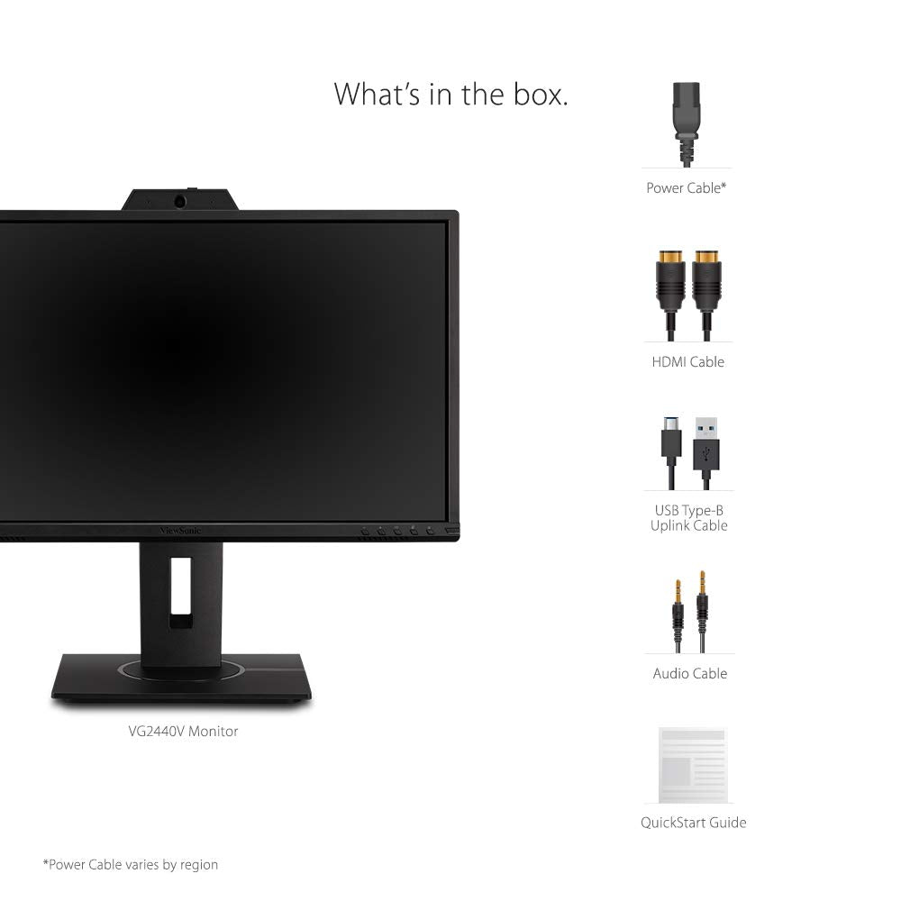 MONITOR VIEWSONIC VG2440V 23,8" IPS FHD VGA DVI HDMI DP USB MM AJUSTABLE WEBCAM