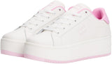 Tommy Jeans Sneaker con Plataforma Mujer de Piel, Multicolor (Ecru/Carnival Pink), 38
