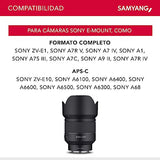 Samyang AF 50 mm F1,4 II FE para Sony E – Objetivo de enfoque automático estándar para cámaras de sistema sin espejo de Sony, sensores de formato completo y APS-C, adecuado para grabación de detalles