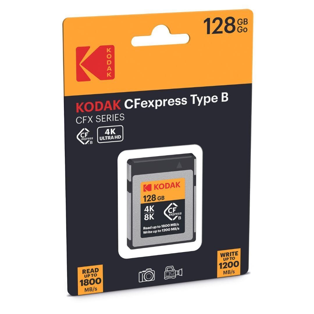 Kodak Tarjeta de Memoria CFexpress Tipo B de 128 GB con Lectura de 1800 MB y Escritura de 1200 MBps (EKMCFX128GK)