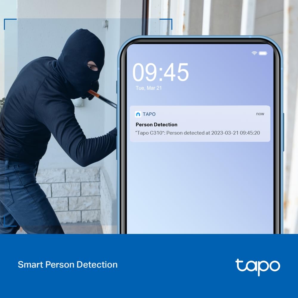 Tapo C310P2 - Camara Vigilancia WiFi Exterior Interior,Resolución 3MP, IP66 con Visión Nocturna, Detección de Movimiento y Alarma Instantánea, Control con App iOS, Android, Compatible con Alexa