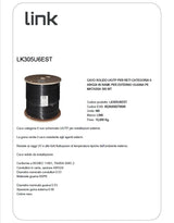 LINK LK305U6EST - Cable sólido UTP para Redes categoría 6 LSZH AWG24 de Cobre para Exterior Bobina MT 305 Vaina PE