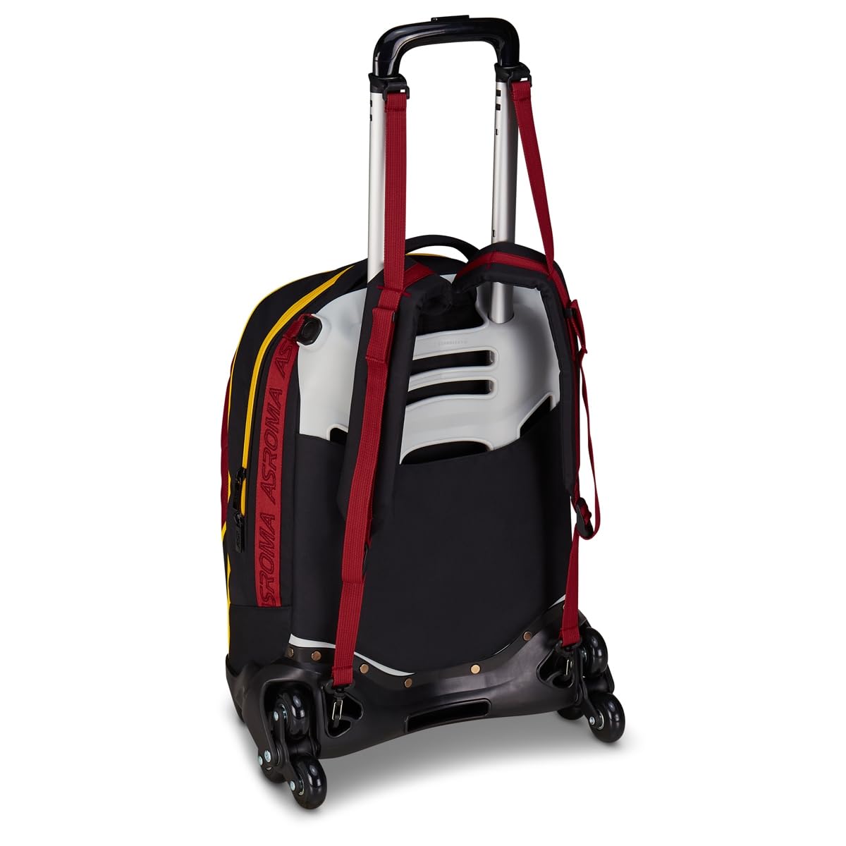 Seven AS Roma - Trolley escolar Jack de 3 ruedas, color negro, mochila con carro desmontable de 33 litros, para escuela primaria y secundaria, para niño, fútbol, Negro, Talla única, Casual