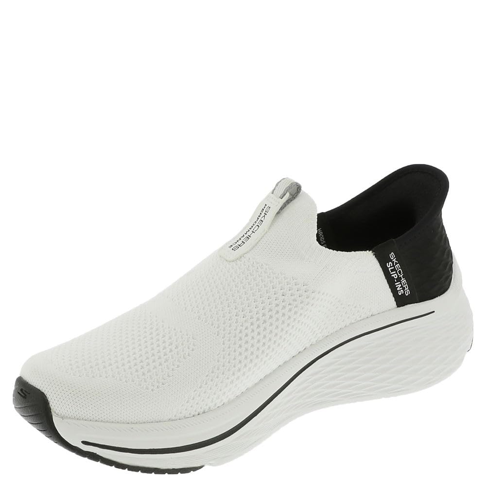 Skechers MAX Cushioning Elite 2.0 Eternal - Zapatillas para Mujer sin Cordones, Blanco/Negro, 37 EU