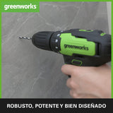 Greenworks GD24DD35K2 Taladro Atornillador y GD24ID200 Taladro de Impacto CON 2 x 24V 2Ah Baterías y Cargador, Garantía de 3 Años