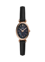 Fossil Carlie Reloj para mujer, movimiento de cuarzo con correa de acero o piel, Negro, 28MM