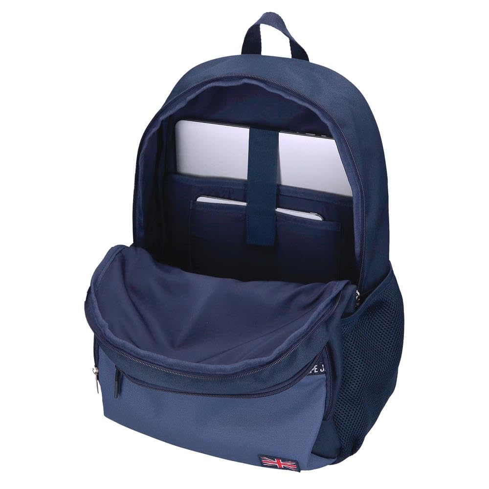 Pepe Jeans Seldon Mochila Escolar Doble Compartimento Adaptable a Carro Portátil 15,6 pulgadas Negro 33x46x17 cms Poliéster by Joumma Bags