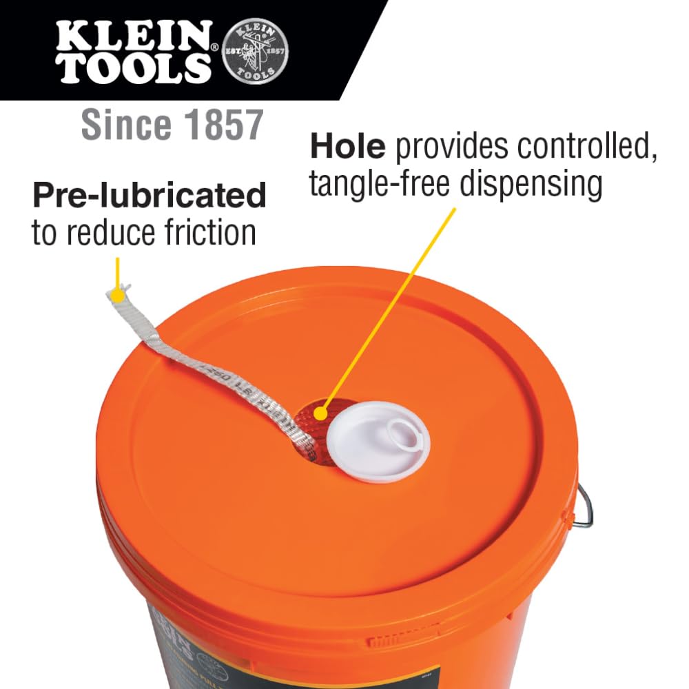 Klein Tools 50122 Cinta métrica de conducto para tracción de cables y cables resistentes, 1200 libras x 2000 pies de largo