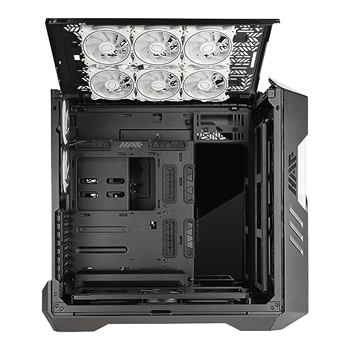 Cooler Master HAF 700 EVO Caja PC - Full Tower, Admite E-ATX, 5 Fans Preinstalados, Soportes de Radiador Giratorios, High-Airflow Cooling, Display LCD Real-Time, Aspas ARGB Edge-Lit