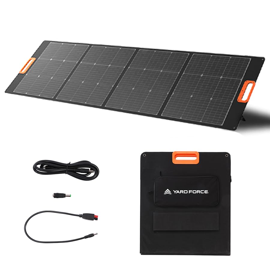 YARD FORCE Panel Solar portátil de 100 W LX SPP10 para generador Solar en casa, IP65 Resistente al Agua, Cargador Solar Plegable, Compatible con Yard Force Power Station para Camping al Aire Libre