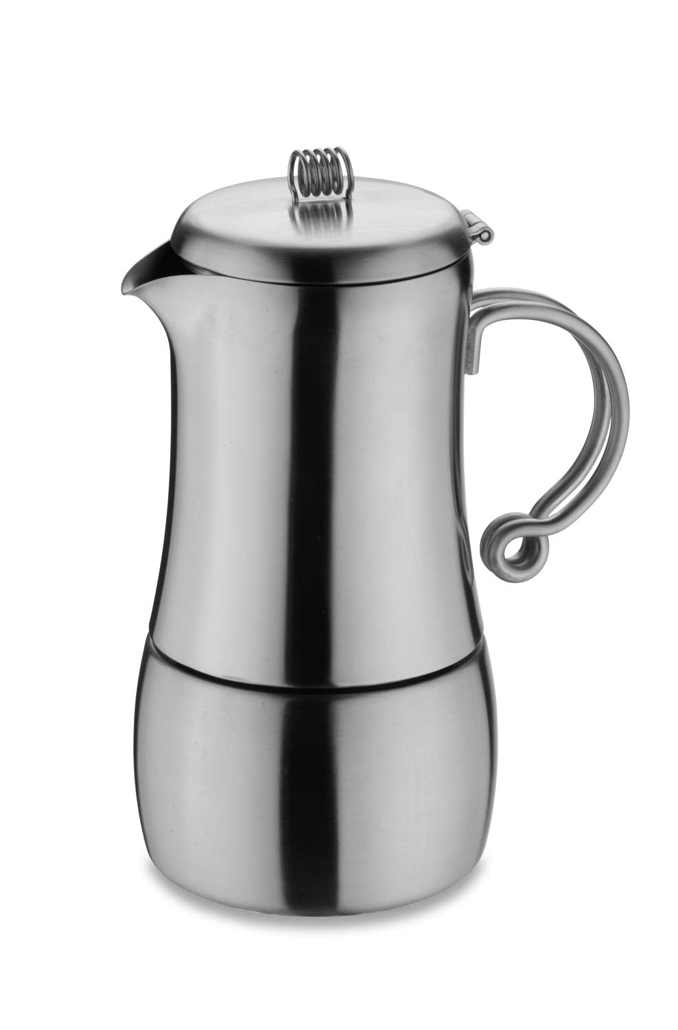 Café Stål MEC-06M Elements Espresso Cafetera de acero inoxidable 18/10 – Pulido brillante con tapa abatible, adecuado para 6 tazas de mokkatassen acero