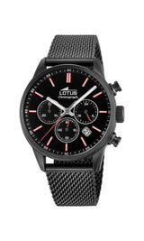 Lotus Reloj Hombre 18700/1 Chrono Caja de Acero Inoxidable 316l Negro Correa de Acero Inoxidable 316l Negro
