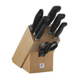 ZWILLING Bloque de cuchillos de 8 piezas, Bloque de madera, Cuchillos y tijeras de acero inoxidable especial/Mango de plástico, Four Star