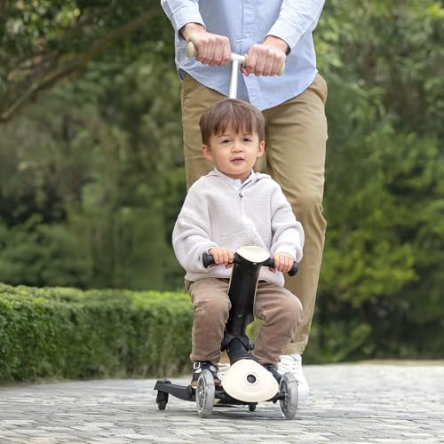 Globber - GO•UP Deluxe Lights Eco 360 - Patinete evolutivo de 3 Ruedas con Asiento Giratorio 360°, reposapiés, Luces LED y Materiales sostenibles, de 15 Meses a 6 años - arándano