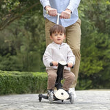 Globber - GO•UP Deluxe Lights Eco 360 - Patinete evolutivo de 3 Ruedas con Asiento Giratorio 360°, reposapiés, Luces LED y Materiales sostenibles, de 15 Meses a 6 años - arándano