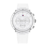 Tommy Hilfiger Reloj Analógico de Cuarzo Multifunción para Mujer con Correa de Cuero Blanca - 1782352