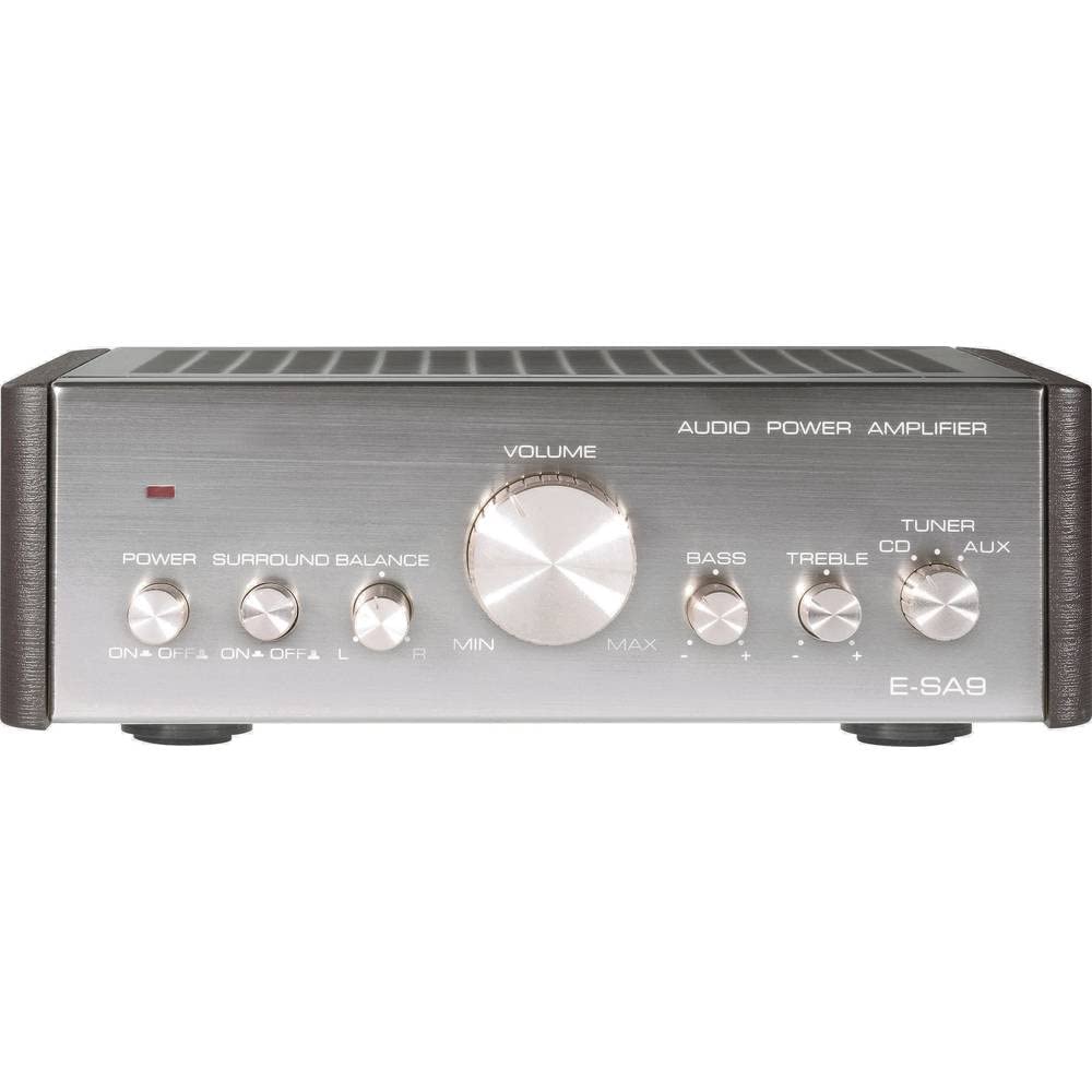 Renkforce Amplificador estéreo 2 x 12 W E-SA9 RF-1050402 Plata (metalizado), Marrón oscuro 1 pc(s)