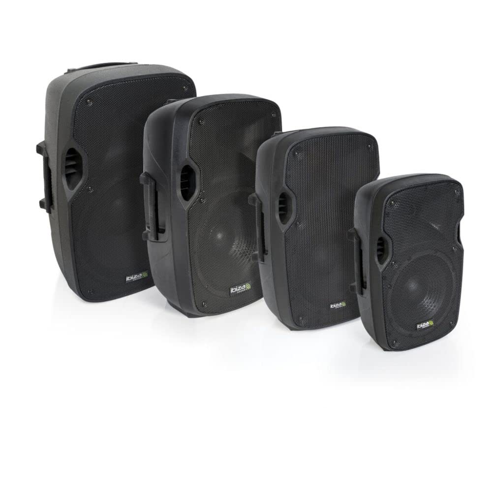 Ibiza - XTK10A - Sistema de Altavoces Activos Plug & Play de 10"/25cm con 300W RMS de Potencia - Tweeters de compresión, Sistema Bass Reflex, módulo Amplificador, entradas Line/Micro - Negro
