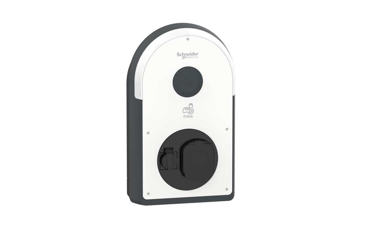 Schneider Electric EVB3S22N4FB Pro AC Wallbox, 22 kW, Columna de Carga para Coche eléctrico, T2S y TF, FI Tipo B-EV, IP54, IK10, NFC/Lector RFID