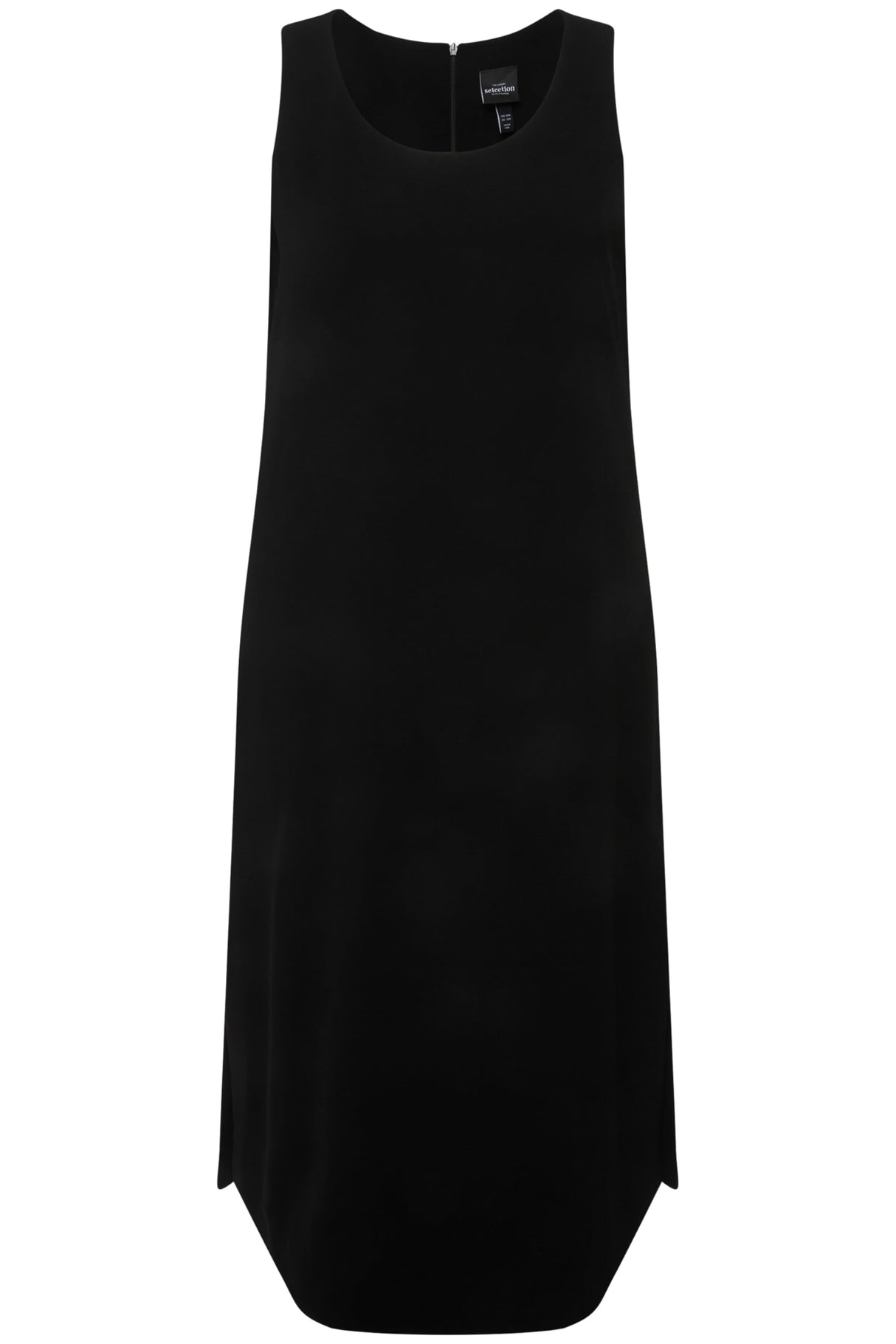 Ulla Popken Acetat-midikleid, A-Linie, Rundhals, Ärmellos Vestido Midi, Schwarz, 42-44 para Mujer