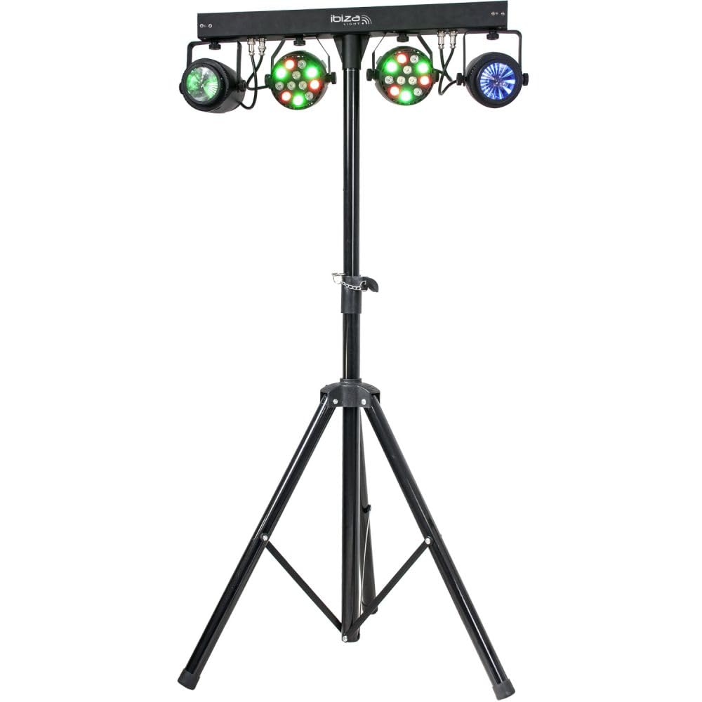 Ibiza - DJLIGHT60 - Soporte de luces con 2 proyectores PAR RGBB & 2 MOON FOWER RGBBBA - Pack LED 4 en 1