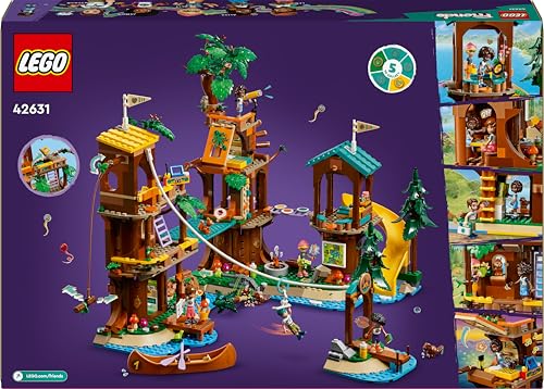 Lego Friends Campamento de Aventura: Casa del Árbol con 5 Animales de Juguete, Regalo para Niñas y Niños de 8 Años o Más, 5 Mini Muñecas y Muñecos y Figura de Búho, Casita de Muñecas 42631