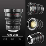Meike 85 mm T2.2 Lente cinama/Lente de película, Adecuada para grabaciones de películas de Alta resolución en 4k, Fuji-X Mount