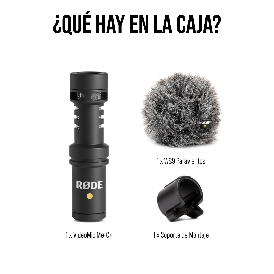 RØDE VideoMic Me-C+ Micrófono direccional para dispositivos móviles USB-C (iOS y Android), perfecto para la creación de contenido móvil