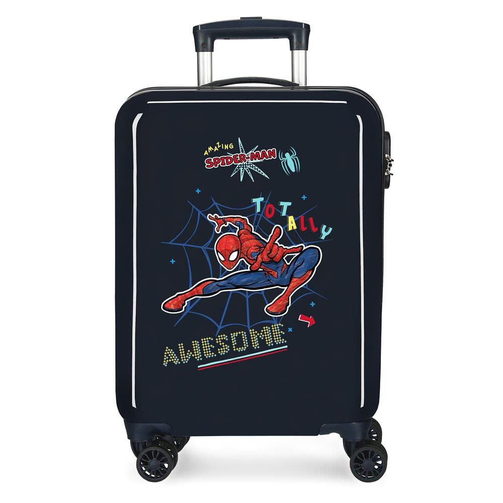 Marvel Spiderman Totally awesome Maleta de cabina Azul 38x55x20 cms Rígida ABS Cierre de combinación lateral 34L 2 kgs 4 Ruedas dobles Equipaje de Mano
