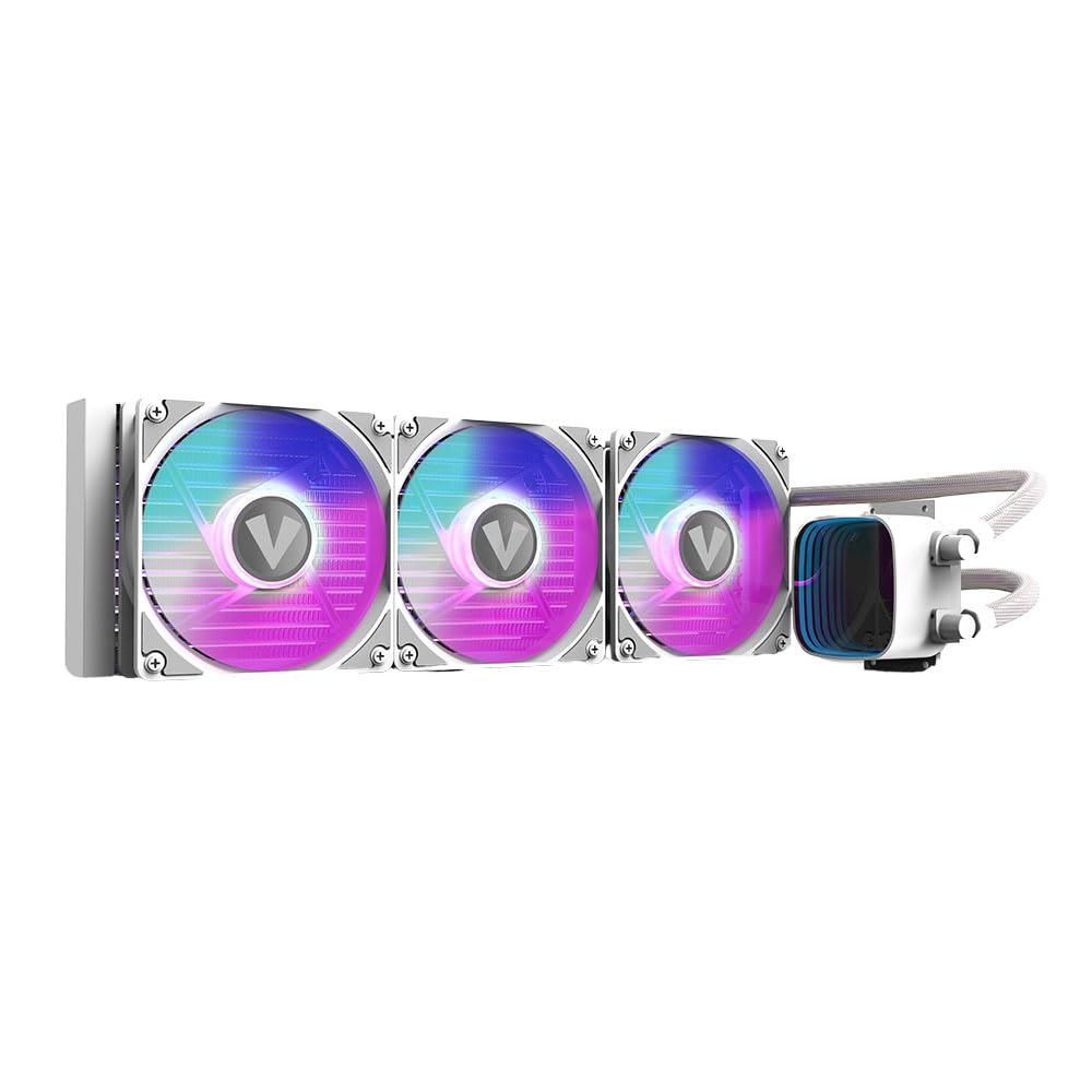Vida Aquilo - Enfriador de CPU líquido ARGB de 360 mm, 3 ventiladores ARGB PWM, cabezal de bomba RGB con espejo infinito, color blanco