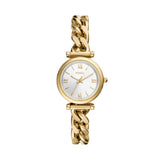 Fossil Reloj Carlie para mujer, Movimiento de cuarzo a tres agujas en tono dorado con correa de acero inoxidable, Tono oro y blanco, 28 mm