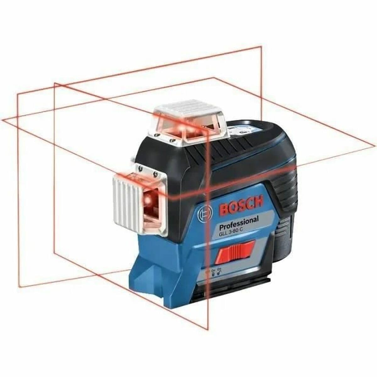 Bosch Professional Sistema 12V Nivel Láser GLL 3-80 C (1 batería 12V + cargador, láser rojo, interior, conexión Bluetooth, alcance hasta 30 m, soporte universal BM1, en L-BOXX)