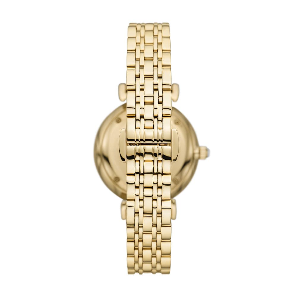 Emporio Armani Reloj Analógico para para Mujer de Cuarzo con Correa en Acero Inoxidable AR11608, Dorado y Purpurina