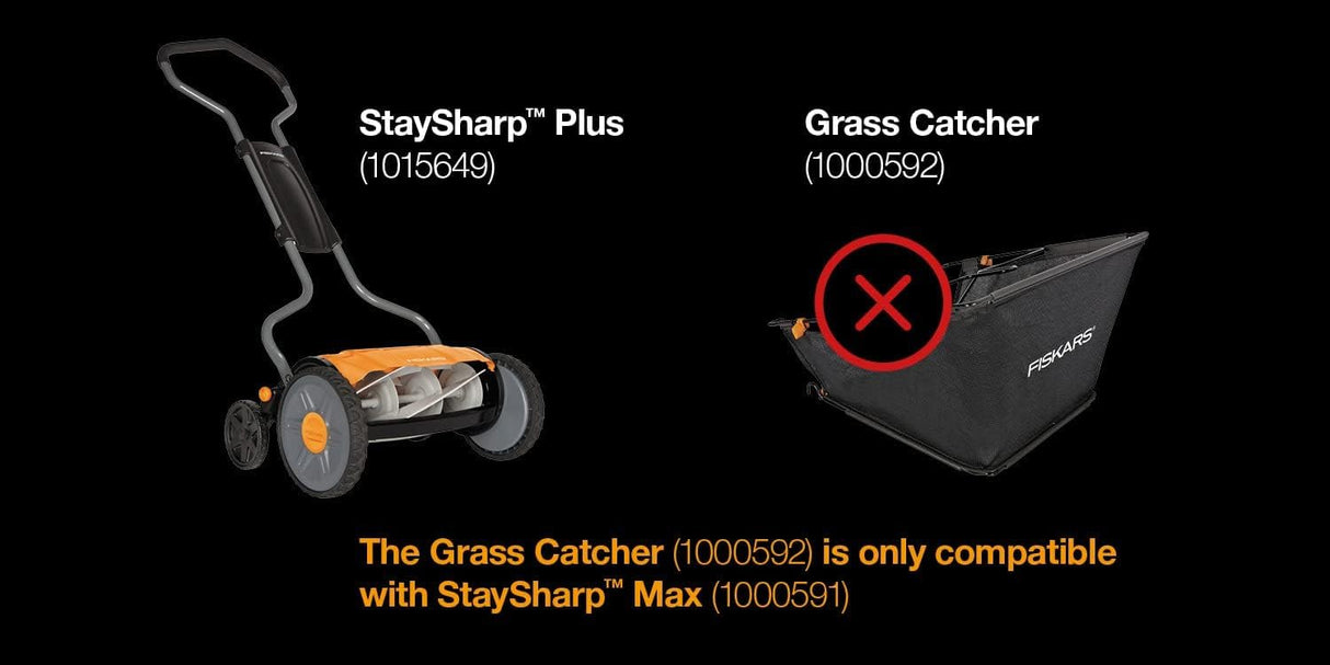 Fiskars Cortacésped manual, Cortacésped cilíndrico con sistema de corte sin fricción de las cuchillas, Largo de corte: 43 cm, StaySharp Plus, Negro/Naranja/Plateado, 1015649