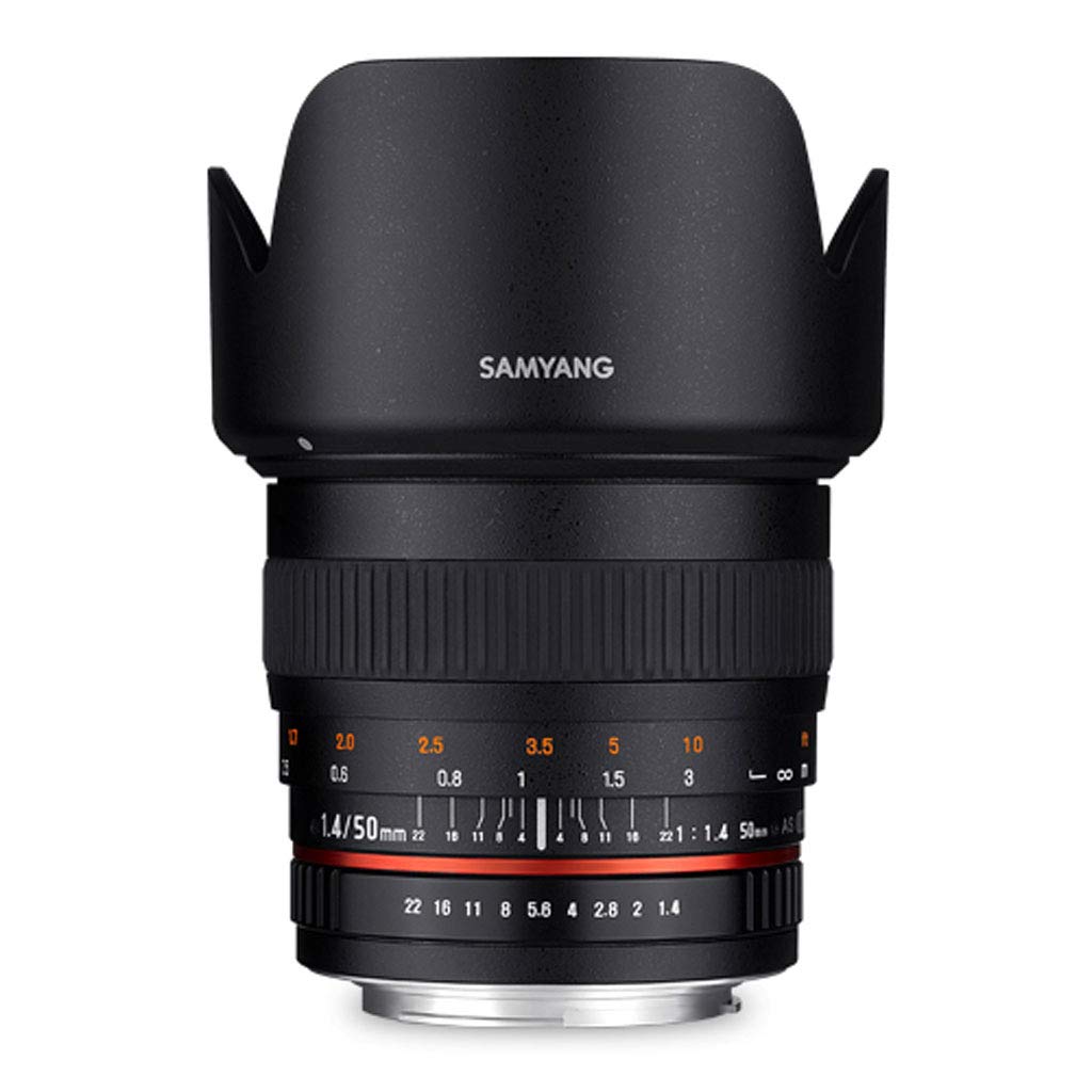 Samyang F1111106101 - Objetivo fotográfico DSLR para Sony E (Distancia Focal Fija 50mm, Apertura f/1.4-22 AS UMC, diámetro Filtro: 77mm), Negro