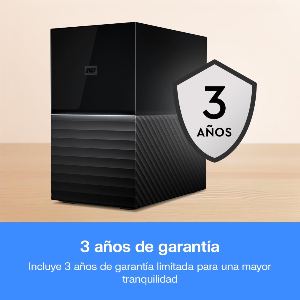 WD 44TB My Book Duo Disco Duro RAID de Escritorio, USB-C/USB 3.2 Gen 1, Copia de seguridad y protección con contraseña, RAID 0/1, JBOD, Formateado para Windows y MacOS, Negro