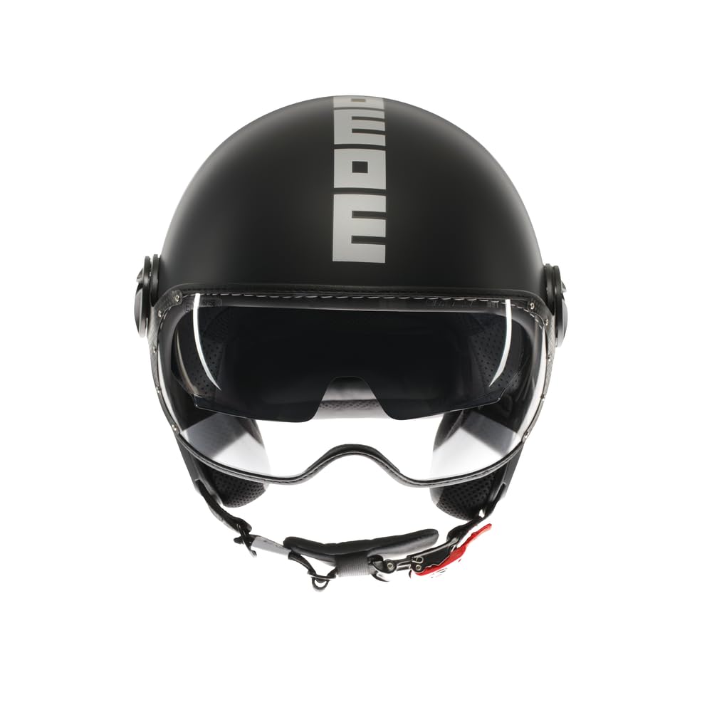 MOMODESIGN - FGTR EVO E2206, Casco Moto Jet con Doble Visera para Hombre y Mujer, para Hombres y Mujeres, Matt Black/Silver, M