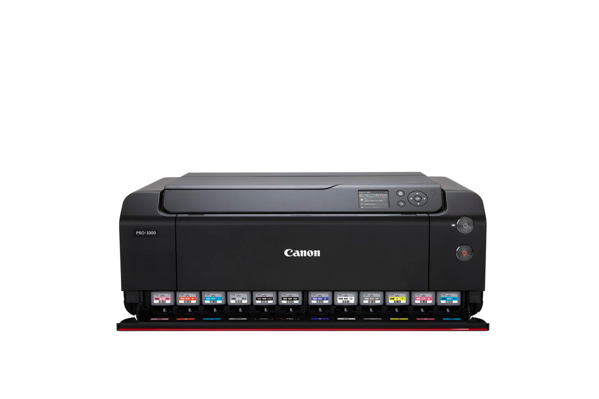 Canon ImagePROGRAF PRO-1000 Impresora Fotográfica Profesional, Sistema de Inyección de Tinta, WiFi, 12 Cartuchos de Tinta, hasta A2, Optimizador de Color, Impresión de Alta Velocidad, Negro