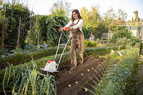 IKRA motoazada eléctrica motocultor cultivador Fem 1500, Ancho útil 17-45cm, Profundidad 23cm, Incluye extirpador Manual
