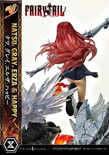 Prime 1 Studio Fairy Tail - Figura Decorativa de Natsu, Gris, Erza, Happy - Figura de Estatua de Lujo, versión 1/7, 57 cm