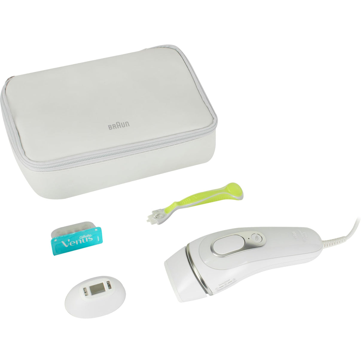 Braun Silk·expert Pro 3 PL3122 - Depiladora con pulsos de luz, depilación semidefinitiva, alternativa al láser, bolsa, maquinilla de afeitar Venus, 2 cabezales, color blanco/plateado