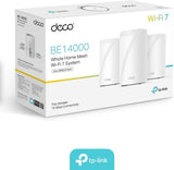 TP-Link Deco BE68 (3-Pack), WiFi 7 Mesh BE14000 Tri-Band, 14 Gbit/s, Ethernet Port up to 10 Gbit/s, Band 6 GHz, Coverage up to 700 m², Compatible with All Fiber Internet Boxes