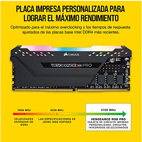 Corsair Vengeance RGB Pro 64GB (2x32GB) DDR4 4000 (PC4-32000) C18 - Memoria de Escritorio - Negro, CMW64GX4M2K4000C18