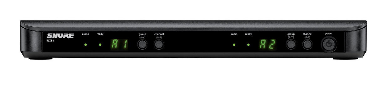 Shure Micrófono inalámbrico BLX1288/MX153 UHF - Adecuado para Iglesias, Karaoke - Batería de 14 Horas, Alcance de 100m - Incluye micrófonos de Mano y Diadema, Receptor de Doble Canal - Banda S8
