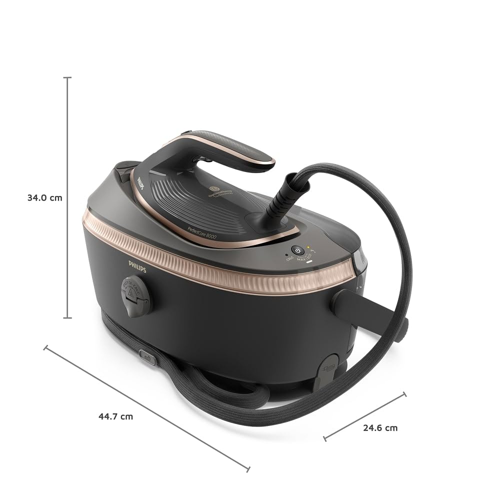 Philips Generador de vapor PerfectCare Serie 8000-210g de impulso de vapor, sensor de movimiento AI, OptimalTEMP, suela SteamGlide Elite, tanque de 1.4L, descalcificación fácil (PSG8200/80)