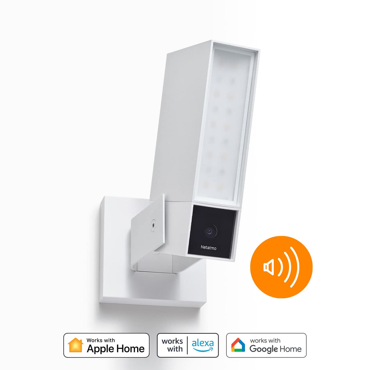 netatmo Cámara de vigilancia al Aire Libre Inteligente Sirena de 105dB, Wi-Fi, iluminación integrada, detección de Movimientos, visión Nocturna, sin suscripción, Blanco, NOC-S-W-IT